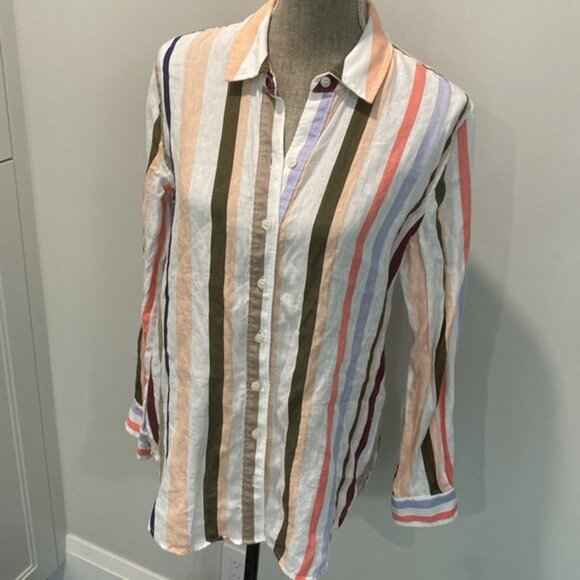 Lord Taylor White and Black Long Sleeve Button Down Shirt - Picture 9 of 10